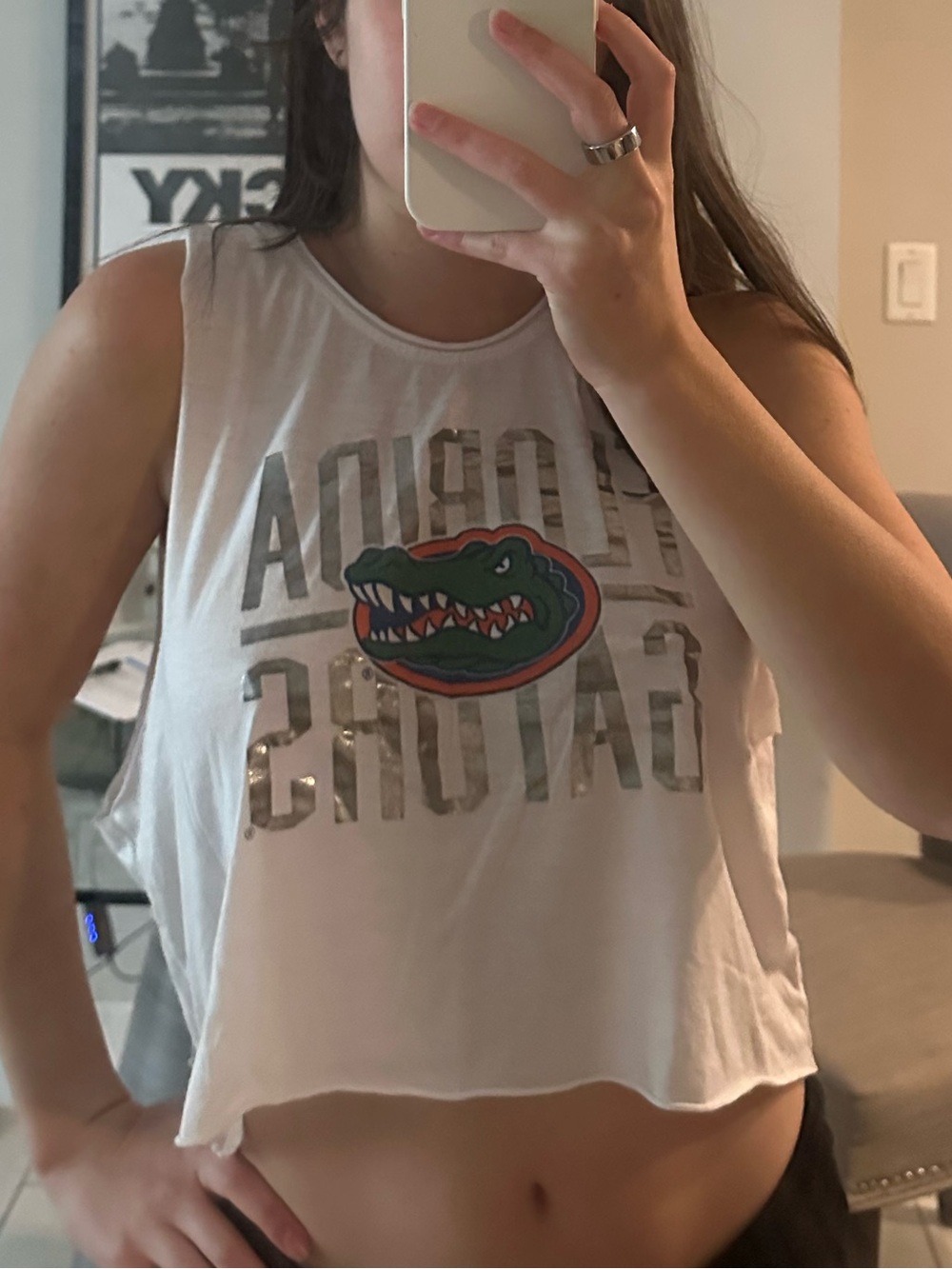 Florida Gators White Cropped Graphic Tank Top